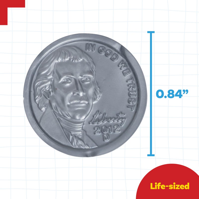 LEARNING ADVANTAGE-7522 Play Nickels - Set of 100 Plastic Coins - Designed and Sized Like Real US Currency - Teach Money Math With This Pretend Play Resource - Image 3